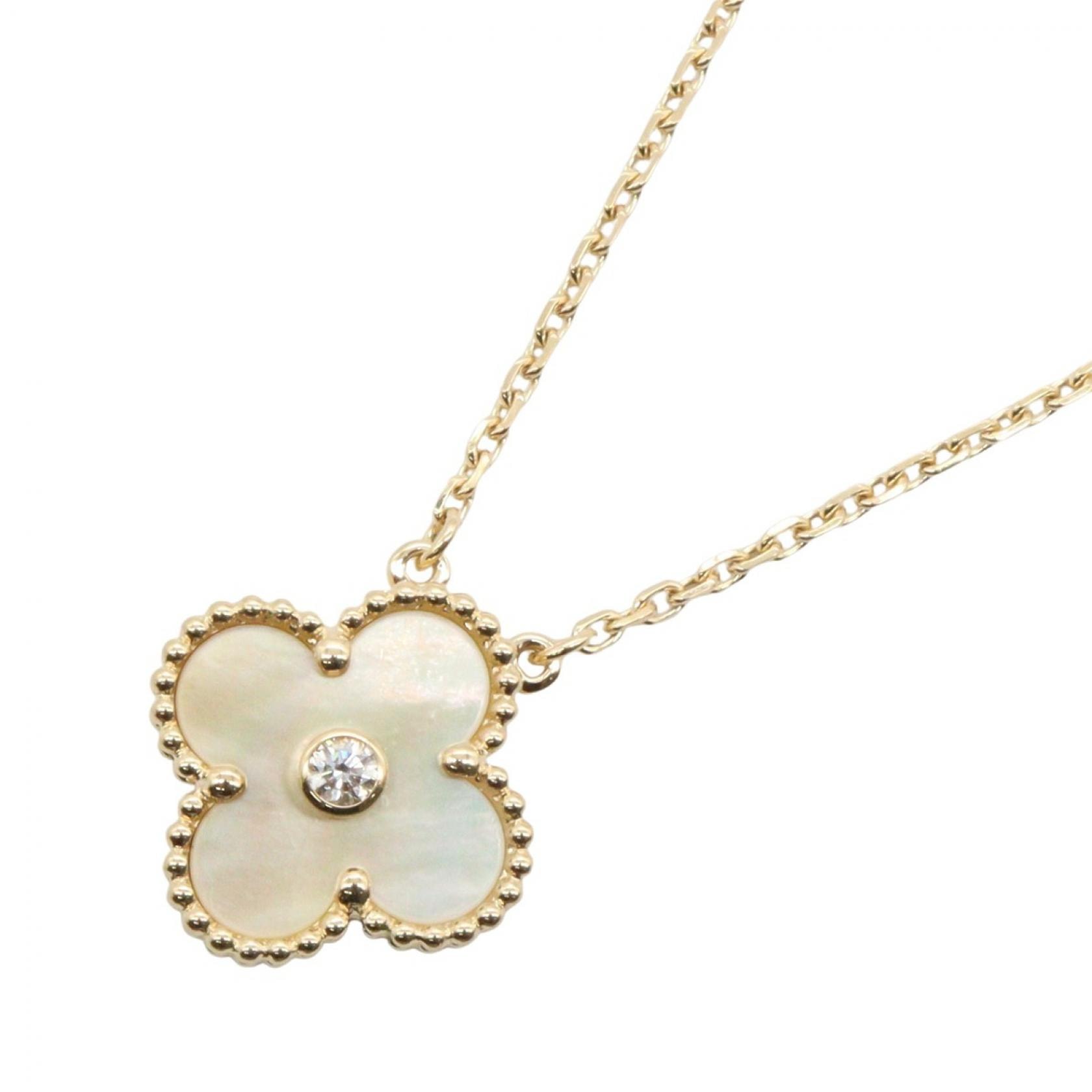 ヴァンクリーフ&アーペル Van Cleef & Arpels ヴィンテージアルハンブラ イエローマザーオブパール 1PD ネックレス ジュエリー K18(イエローゴールド) ダイヤモンド イエローマザーオブパール レディース ゴールド系