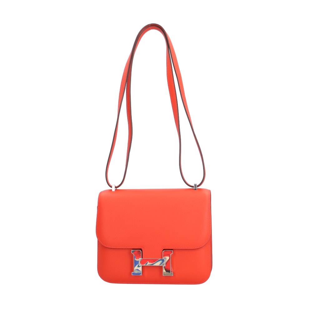 エルメス コンスタンスIIIミニ マーブルロック ショルダーバッグ ヴォーエプソン オレンジ レディース HERMES  中古