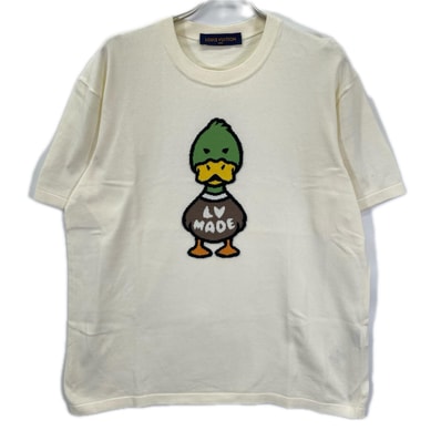 ルイヴィトン ×NIGO 22SS RM221M F96 HMN04W アイボリー ンタルシアジャカード ダックニットTシャツ L