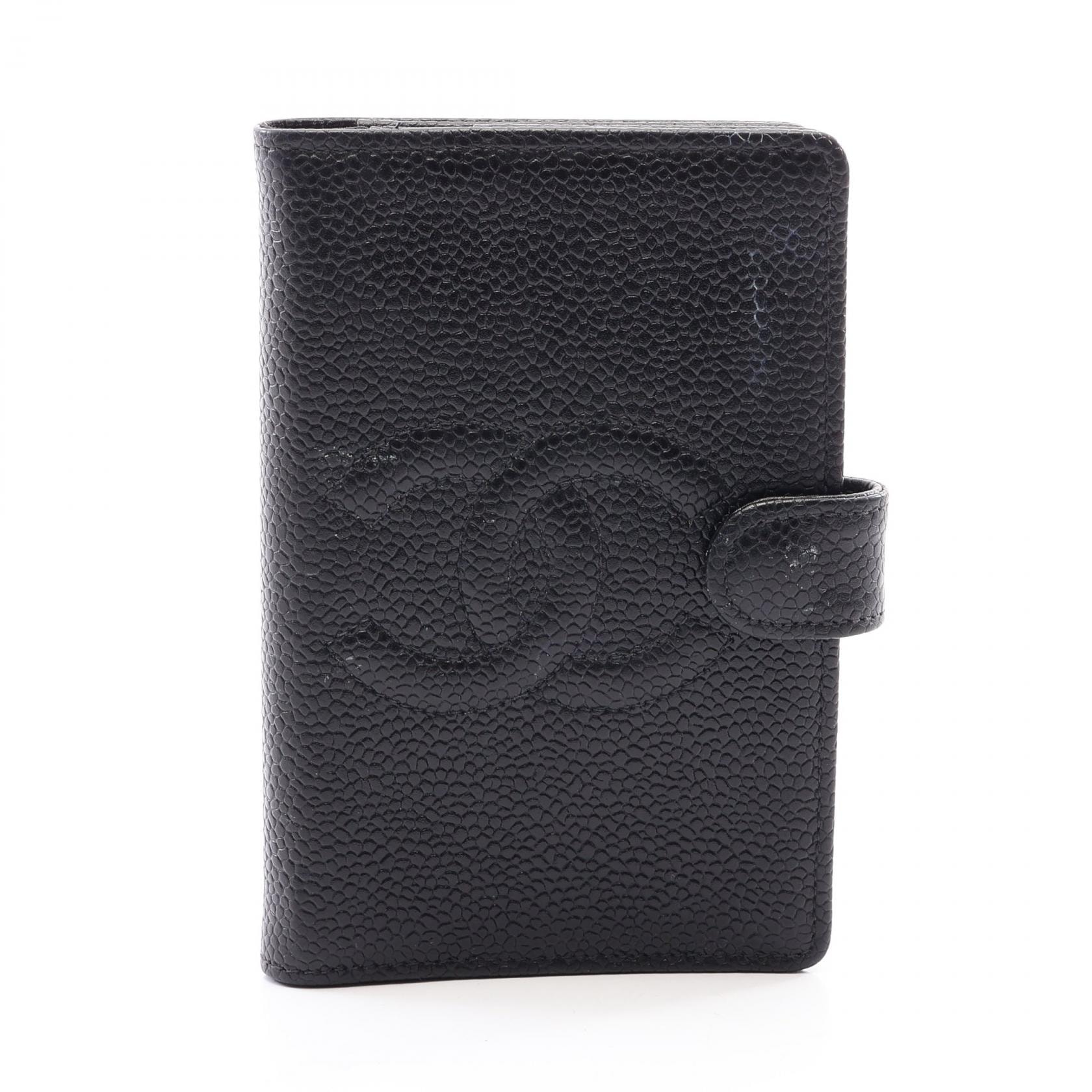 シャネル CHANEL ココマーク 手帳カバー アクセサリー キャビアスキン(グレインドカーフ) レディース ブラック系 【中古】