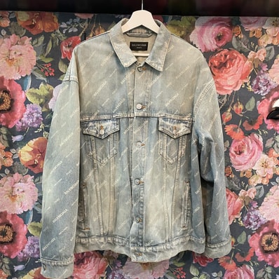 BALENCIAGA Bal Diagonal Allover Oversized Jacket "Light Blue"