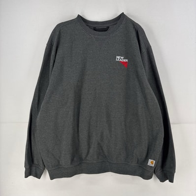 古着 カーハート Carhartt スウェット ロゴ 刺繍 クルーネック トレーナー 大きいサイズ 2XL グレー メンズ