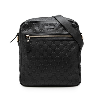 グッチ グッチシマ 斜め掛け ショルダーバッグ 201448 ブラック レザー レディース GUCCI 中古