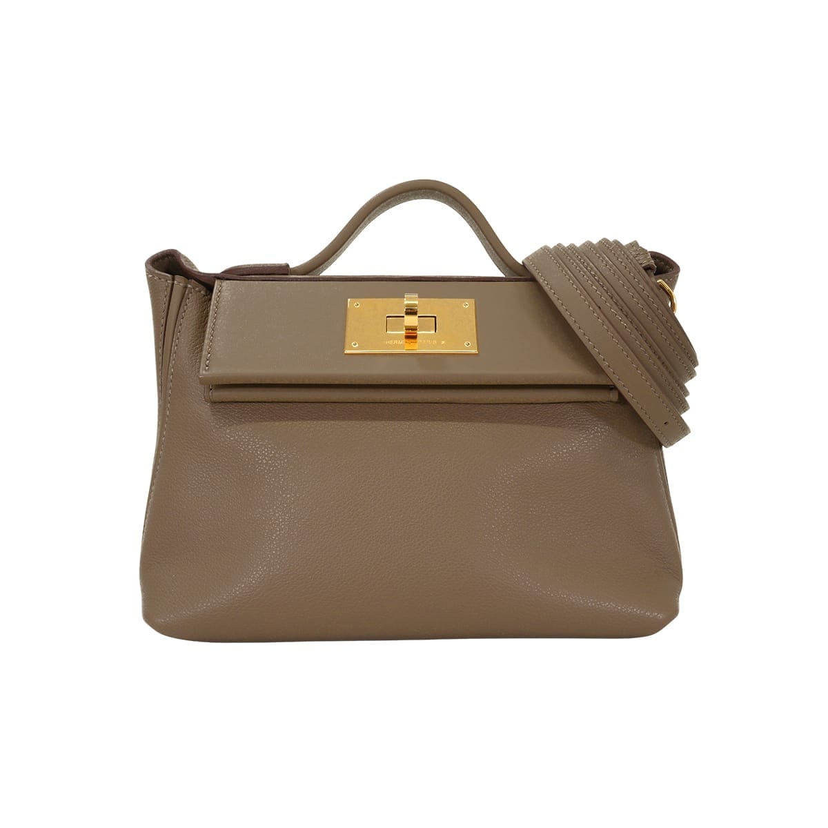 HERMES エルメス ショルダーバッグ サック24/24 21 ミニ ヴァンキャトル エトープ (エトゥープ) エバーカラー(エヴァーカラー)/スイフト ゴールド金具 W刻印 新品同様【中古】