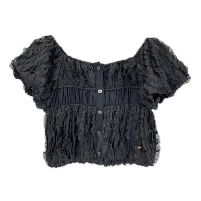 クラネ 10122-4153 ブラック W FACE TOPSTITCHED FRILL TOPS 1