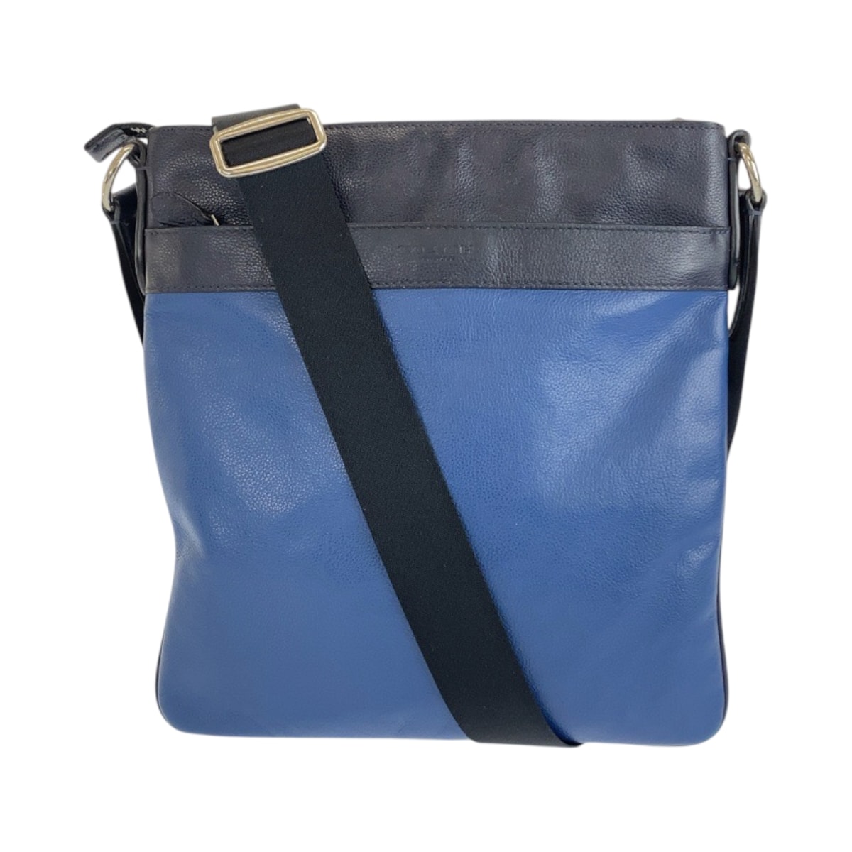 COACH コーチ ブルー ネイビー シルバー金具 レザー ショルダーバッグ ポシェット 600449 【中古】