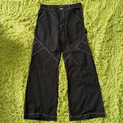 av vattev PLEATED STRAIGHT TROUSERS "BLACK"