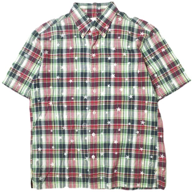 uniform experiment ユニフォームエクスペリメント 日本製 STAR PLAID MIX S/S B.D SHIRT スター＆マドラスチェック ショートスリーブBDシャツ UE-100078 2 NAVY/PINK/GREEN 半袖 トップス