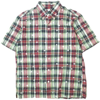 uniform experiment ユニフォームエクスペリメント 日本製 STAR PLAID MIX S/S B.D SHIRT スター&マドラスチェック ショートスリーブBDシャツ UE-100078 2 NAVY/PINK/GREEN 半袖 トップス