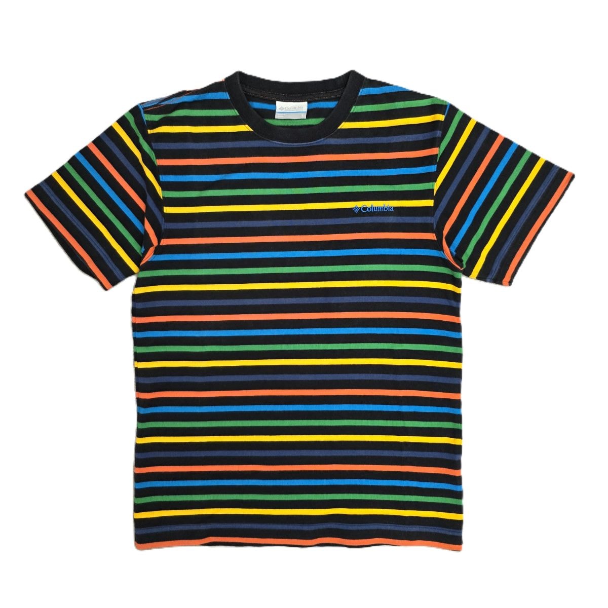 Columbia コロンビア 胸元 ロゴ刺繍 レインボー 半袖Tシャツ PM9013 コットン マルチカラー  レディース【中古】