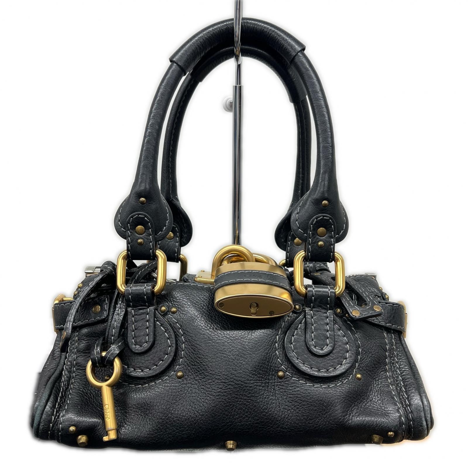 CHLOE クロエ パディントン ミニ ハンドバッグ レザー ブラック ミニボストンバッグ ショルダーバッグ 肩掛け Y2K Bランク 中古 鑑定済 クロエバッグ