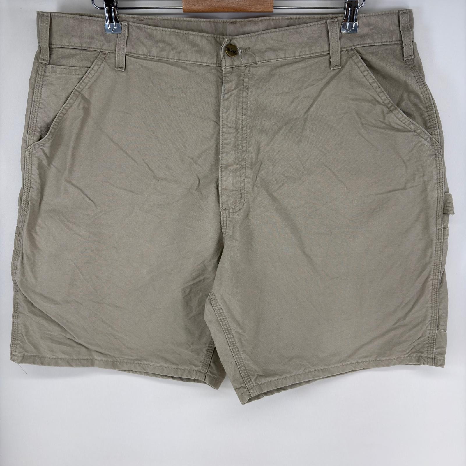 古着 カーハート Carhartt ダック パンツ ペインターパンツ ハーフ ジッパーフライ ワーク ワンポイントロゴ w40  グレー系 メンズ