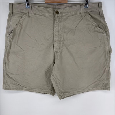 古着 カーハート Carhartt ダック パンツ ペインターパンツ ハーフ ジッパーフライ ワーク ワンポイントロゴ w40 グレー系 メンズ
