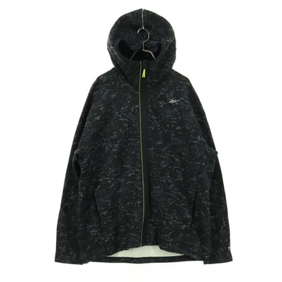 Reebok リーボック 総柄 長袖 スウェット ジップパーカー 3XL ブラック