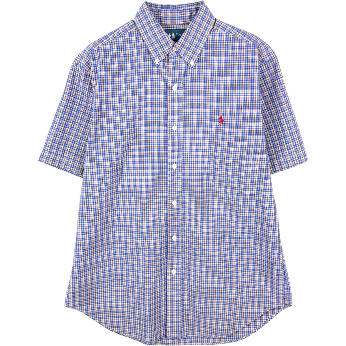 古着 ラルフローレン Ralph Lauren CLASSIC FIT クラシックフィット 半袖 ボタンダウン チェックシャツ メンズM相当/eaa670531