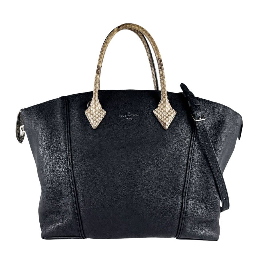 ルイ ヴィトン LOUIS VUITTON ハンドバッグ ショルダーバッグ ロックイットMM レザー/パイソン ブラック/ベージュ レディース N91834【中古】 z10512