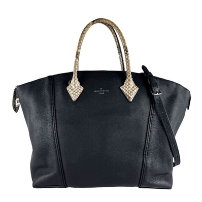 ルイ ヴィトン LOUIS VUITTON ハンドバッグ ショルダーバッグ ロックイットMM レザー/パイソン ブラック/ベージュ レディース N91834【中古】 z10512