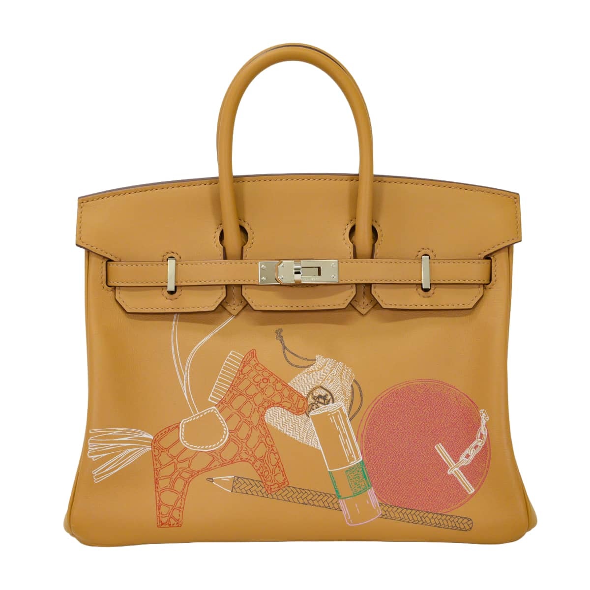 2022年春夏 HERMES エルメス ハンドバッグ バーキン25 インアンドアウト ビスケット (ビスキュイ) スイフト シルバー金具 U刻印 新品同様【中古】