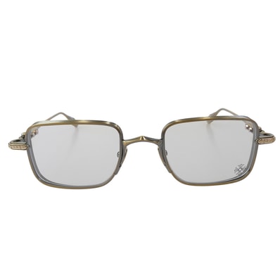 CHROME HEARTS クロムハーツ(原本無) メガネ ASSSOLUTLY スクエア メガネ 眼鏡 アイウェア クリア系 フレーム:ゴールド系 レンズ:クリア系 48□21-142【中古】