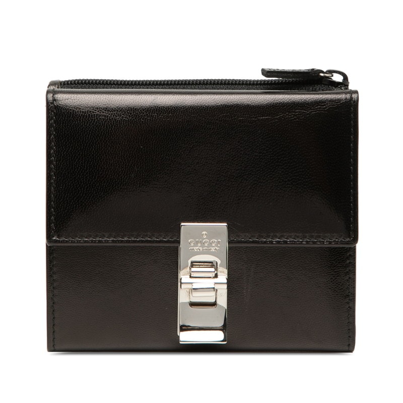 グッチ 三つ折り財布 035 0416 2142 ブラック レザー レディース GUCCI 【中古】