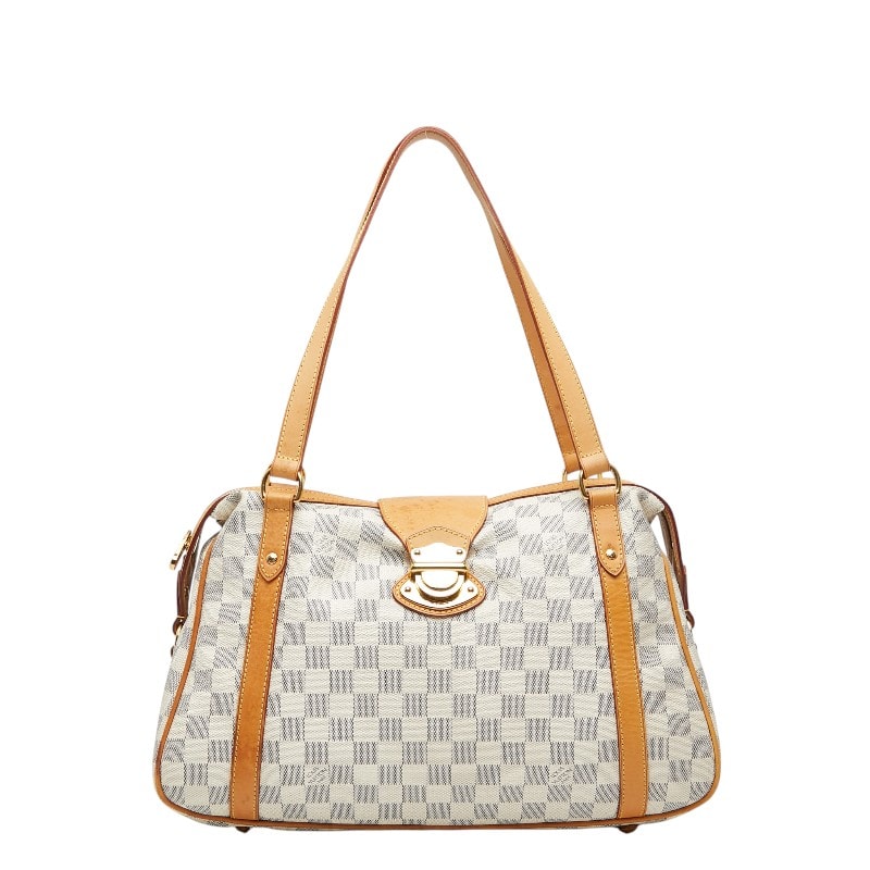 ルイ ヴィトン ダミエ アズール ストレーザPM ハンドバッグ トートバッグ N42220 ホワイト アイボリー PVC レザー レディース LOUIS VUITTON 【中古】