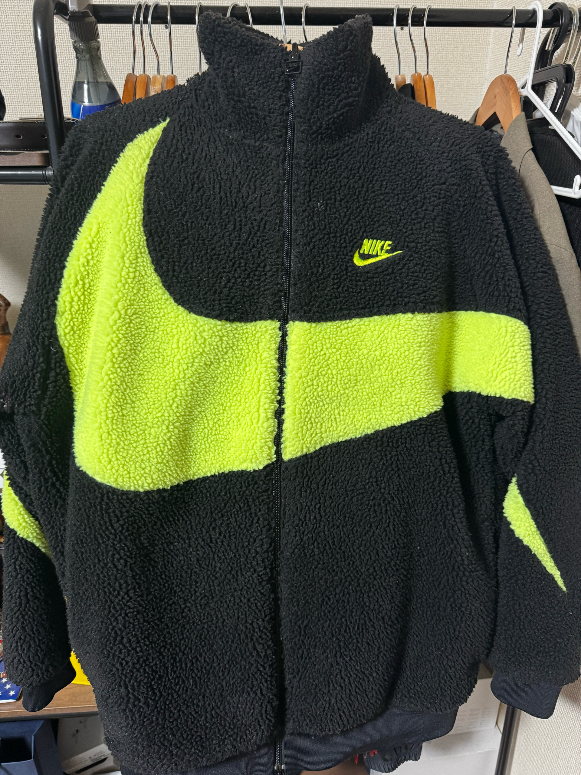 Nike Big Swoosh Reversible Boa Jacket"Black Neon"