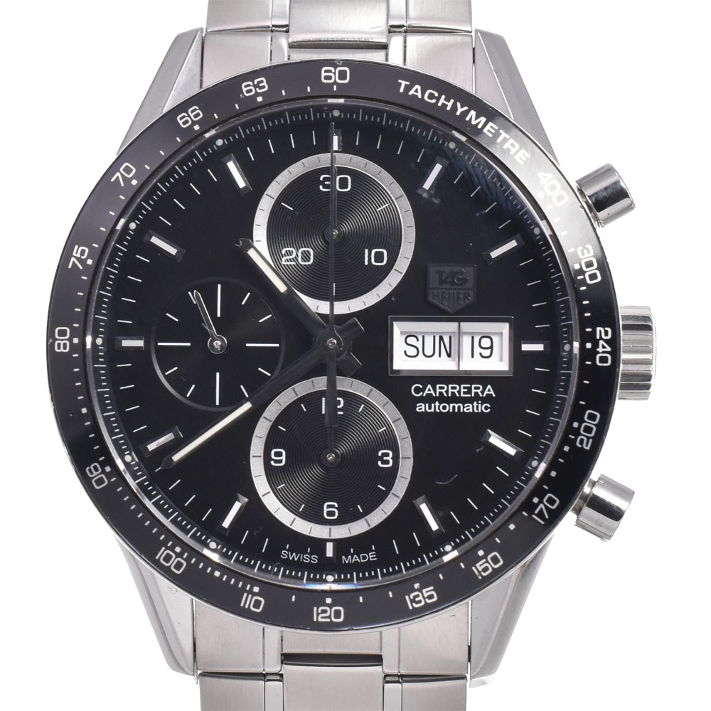 タグホイヤー TAG HEUER CV201AG カレラ クロノグラフ デイデイト ブラック 自動巻き メンズ 良品 箱付き 腕時計 A#149091