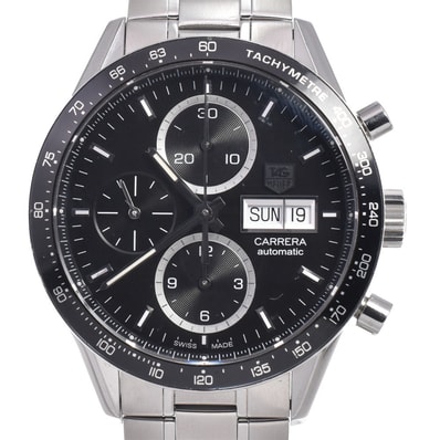 タグホイヤー TAG HEUER CV201AG カレラ クロノグラフ デイデイト ブラック 自動巻き メンズ 良品 箱付き 腕時計 A#149091