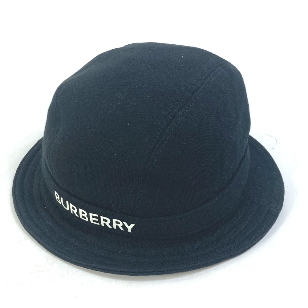 バーバリー BURBERRY ロゴ 8026928 ハット帽 帽子 バケットハット ハット コットン ブラック 美品