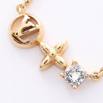 ルイ・ヴィトン LOUIS VUITTON プティ ルイ ネックレス ジュエリー GP(ゴールドメッキ) ラインストーン レディース ゴールド系 / クリア系 M00368 【中古】