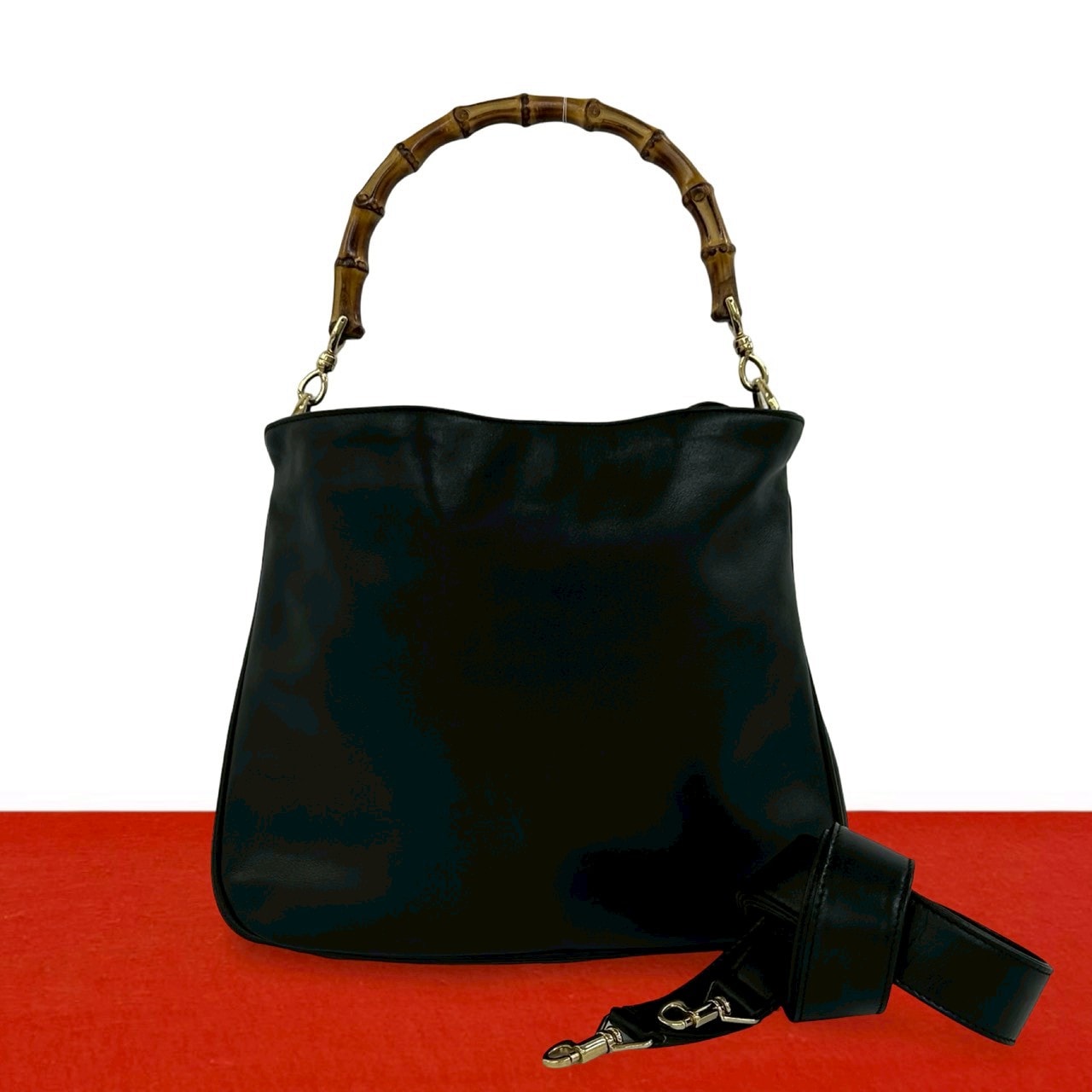 GUCCI グッチ バンブー レザー ショルダーバッグ ブラック
 04231