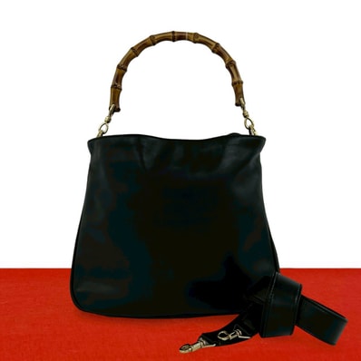 GUCCI グッチ バンブー レザー ショルダーバッグ ブラック
04231