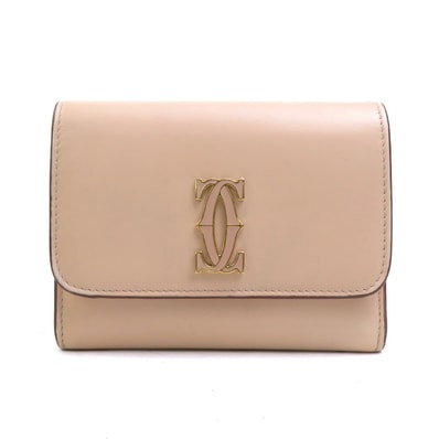 カルティエ CARTIER コインケース コンパクトウォレット レザー ピンクベージュ レディース【中古】 r11272a