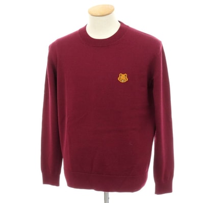 【中古】ケンゾー KENZO ウール クルーネック プルオーバーニット ボルドー【サイズS】【メンズ】