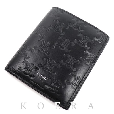 CELINE セリーヌ トリオンフ コンパクトウォレット 二つ折り財布 ブラック 10E493FQC.38SI エンボス ユニセックス【中古】