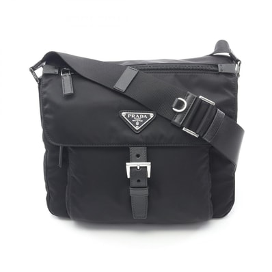 プラダ PRADA VELA ショルダーバッグ バッグ ナイロン サフィアーノレザー レディース ブラック系 1BD994RV44F0002 【中古】