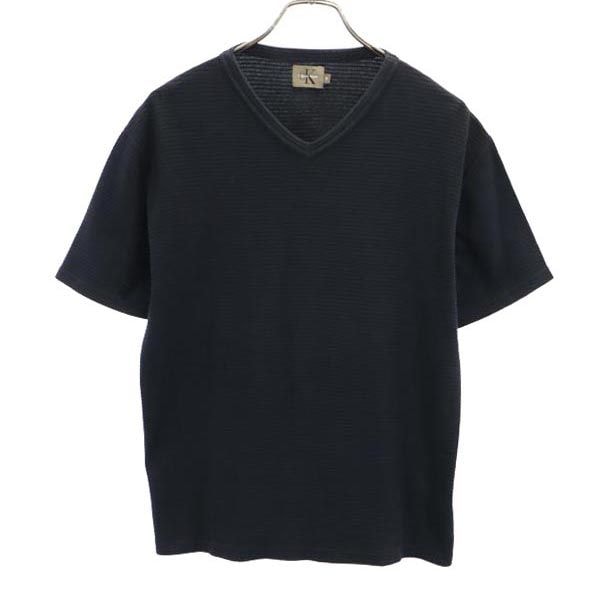 Calvin klein カルバンクライン 日本製 半袖 Vネック Tシャツ M ブラック系