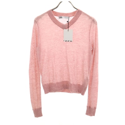 未使用 ZARA ザラ アルパカブレンド 長袖 Vネック セーター S ピンク ニット