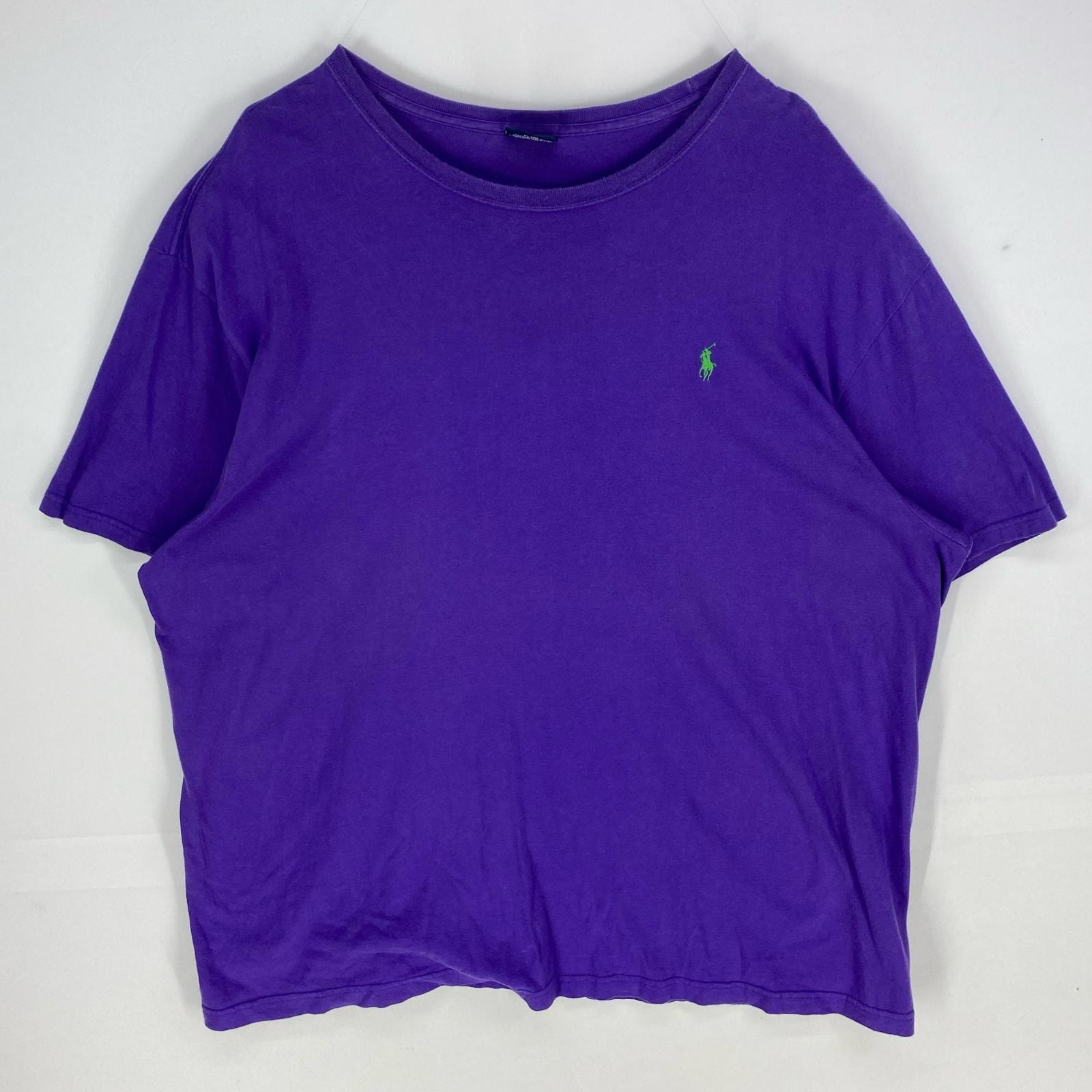 古着 ポロバイラルフローレン Polo by Ralph Lauren 半袖Tシャツ ワンポイント ロゴ刺繍 ショートスリーブ 2XL  パープル系 メンズ