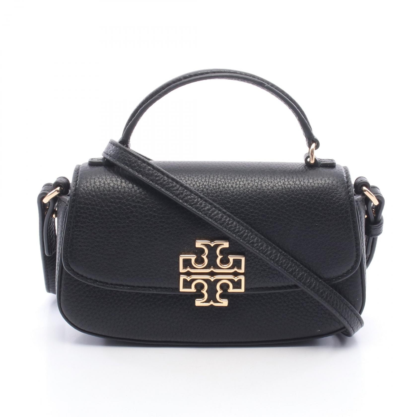 トリーバーチ Tory Burch BRITTEN MINI ブリテン トップハンドル 2WAY ショルダーバッグ バッグ レザー レディース ブラック系 【中古】