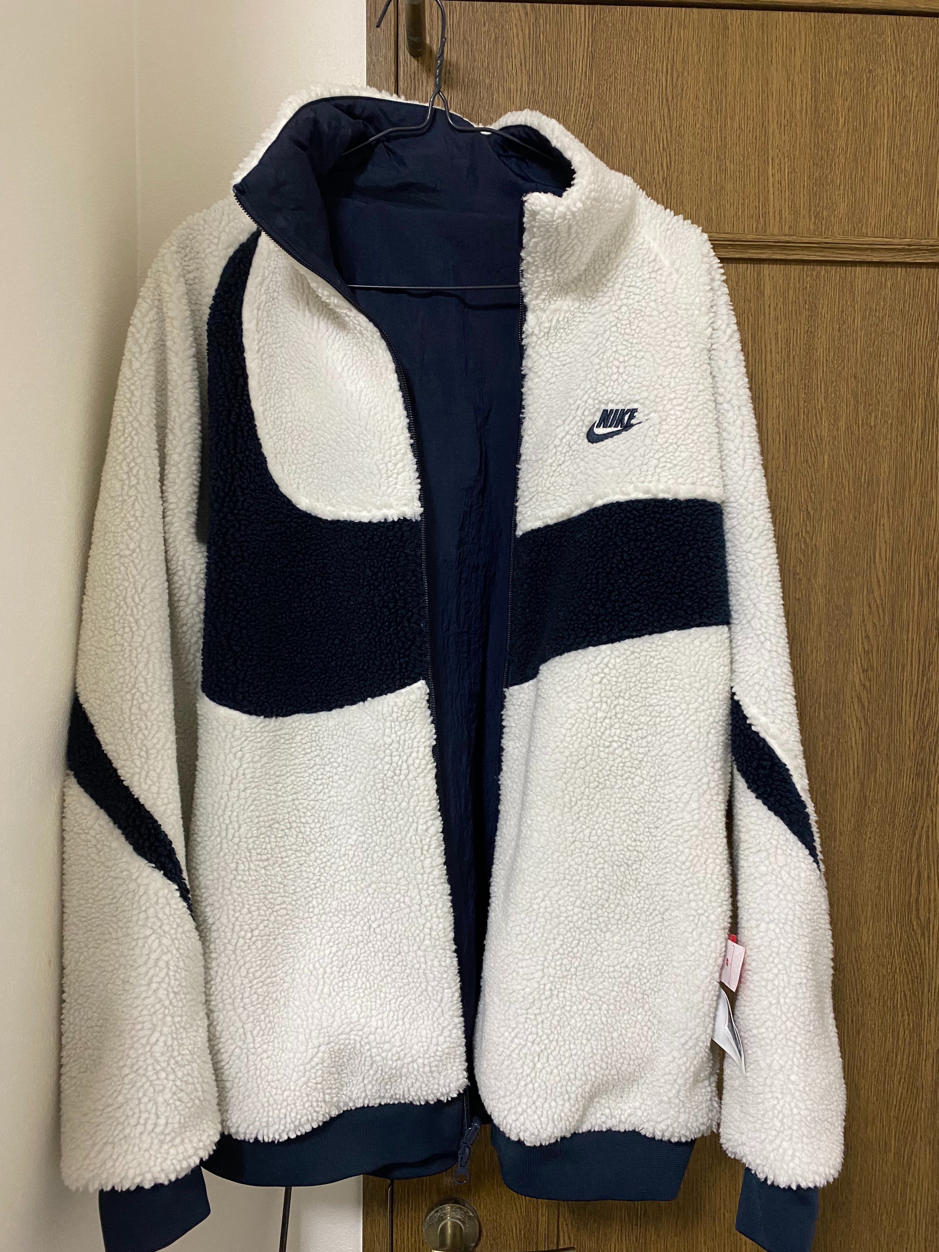 Nike Big Swoosh Reversible Boa Jacket "Sail/Dark Obsidian"