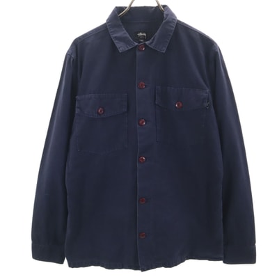 STUSSY ステューシー USA製 長袖 ワークシャツ M ネイビー