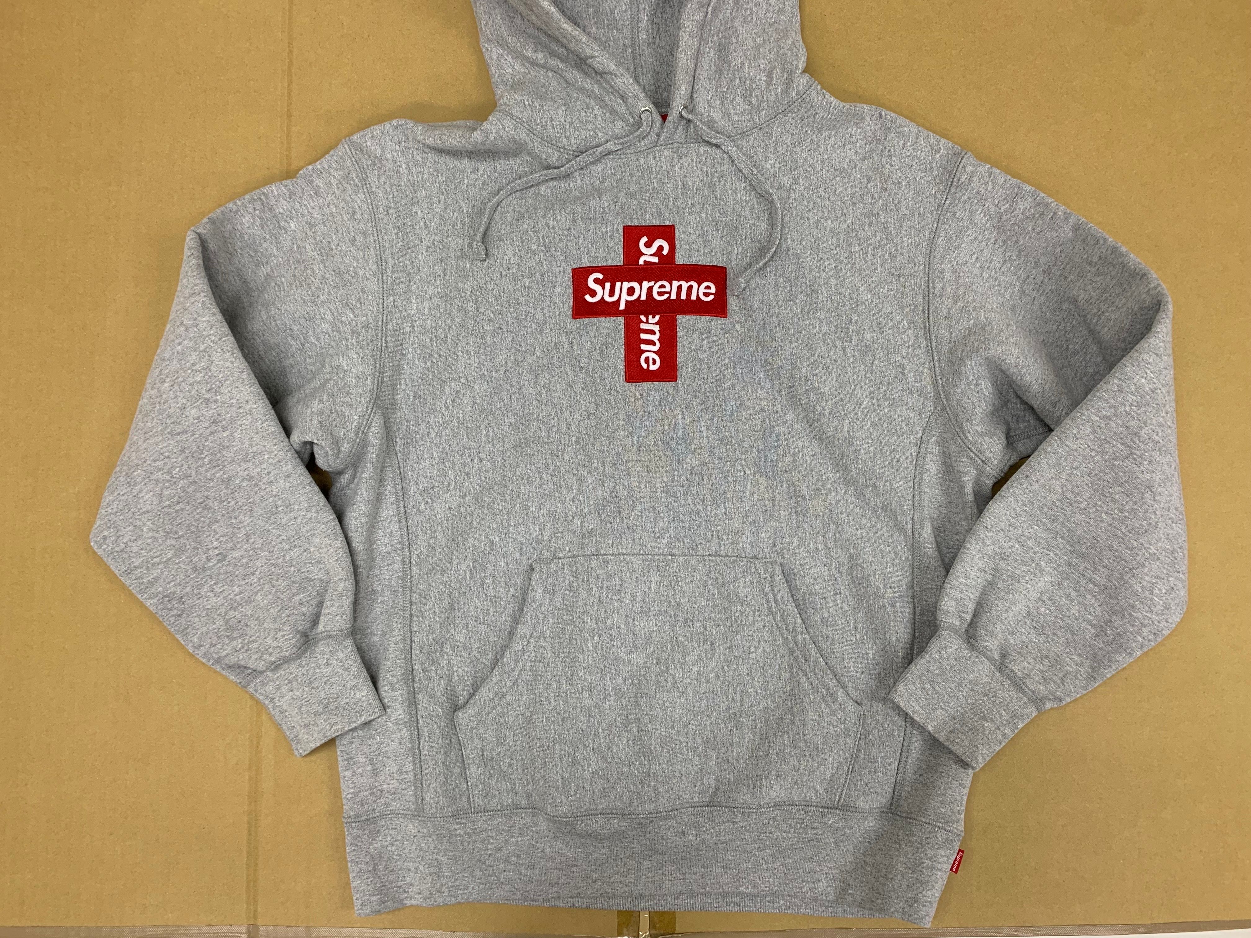 Supreme Cross Box Logo Hooded Sweatshirt "Grey"