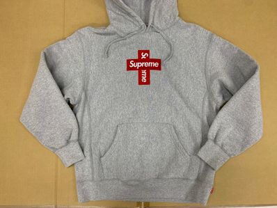 Supreme Cross Box Logo Hooded Sweatshirt "Grey"