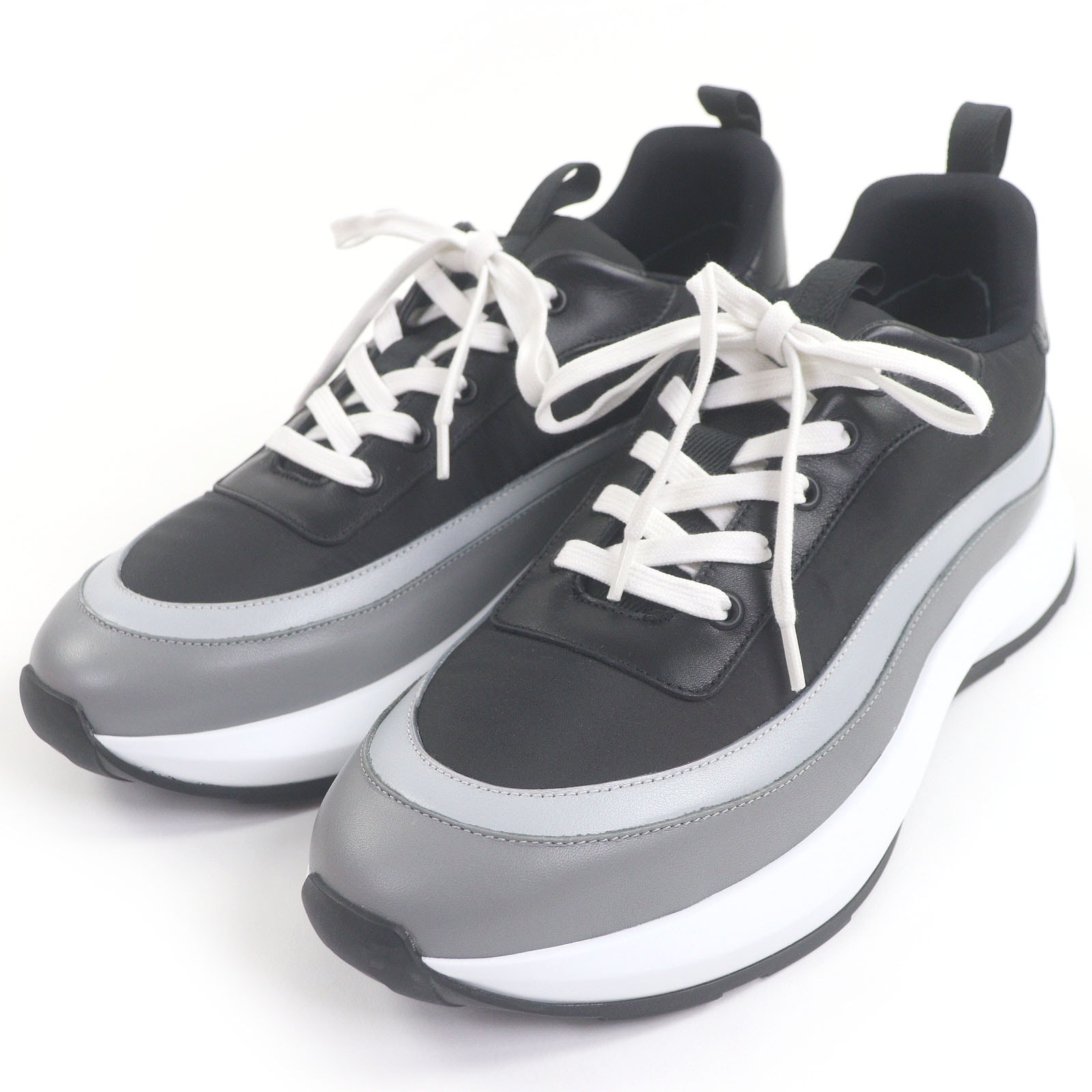 極美品 エルメス ローカットスニーカー グラム ブラック グレー メンズ 43