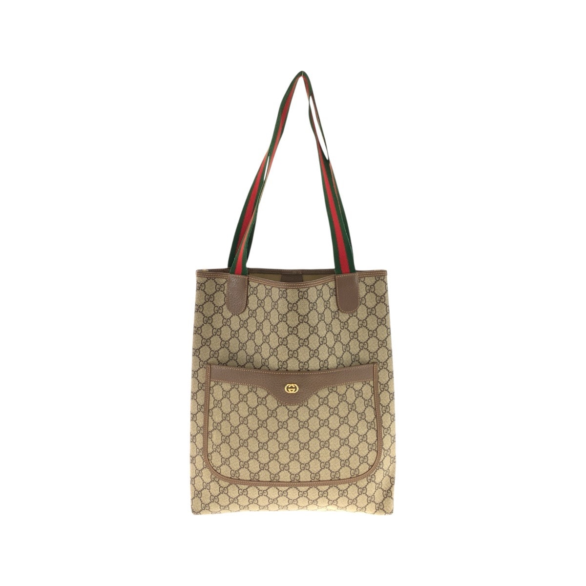 美品 GUCCI グッチ ヴィンテージ シェリーライン ベージュ グリーン レッド GGスプリームキャンバス トートバッグ ショルダーバッグ 601729 【中古】