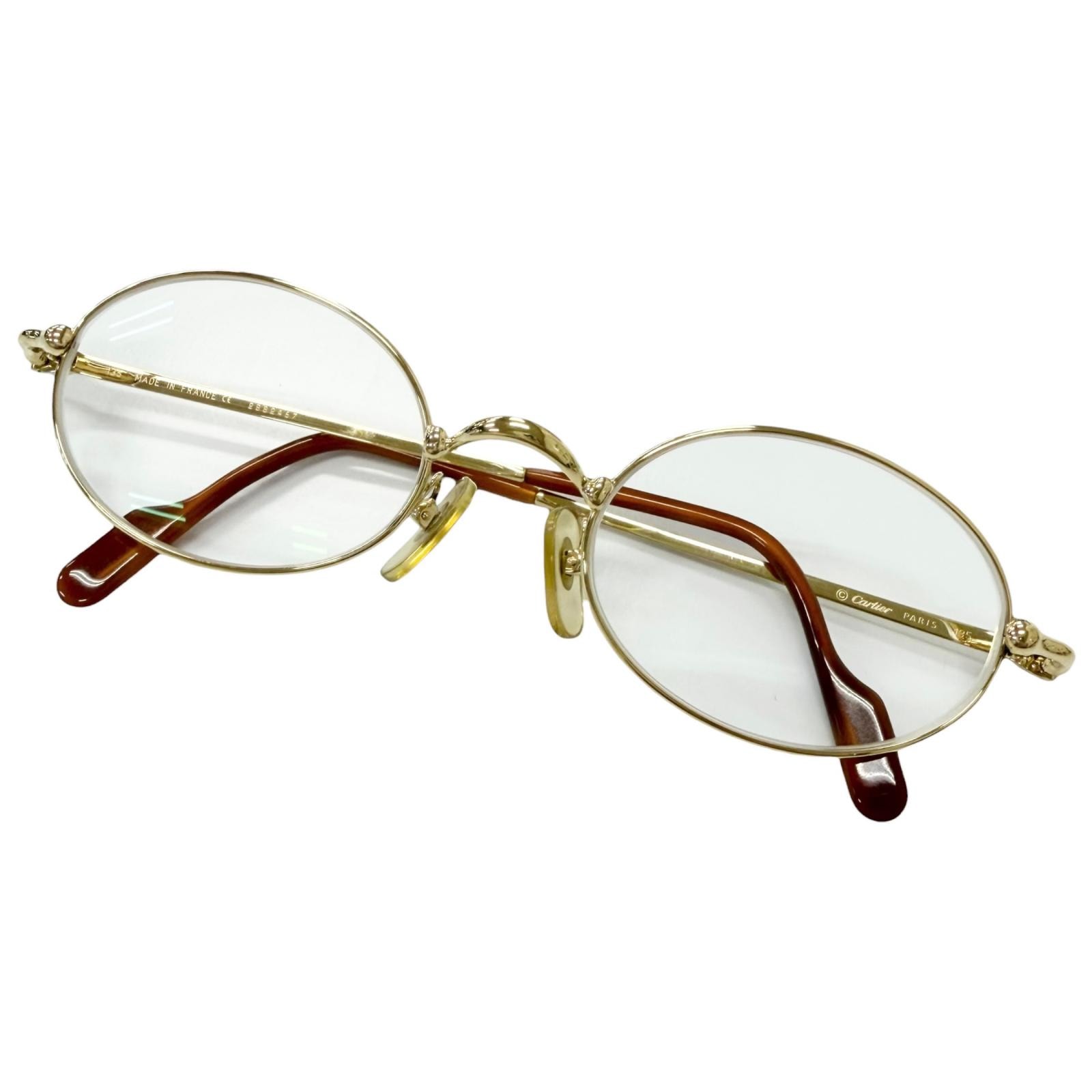 美品 カルティエ メガネ ゴールド メンズ 49□21-135