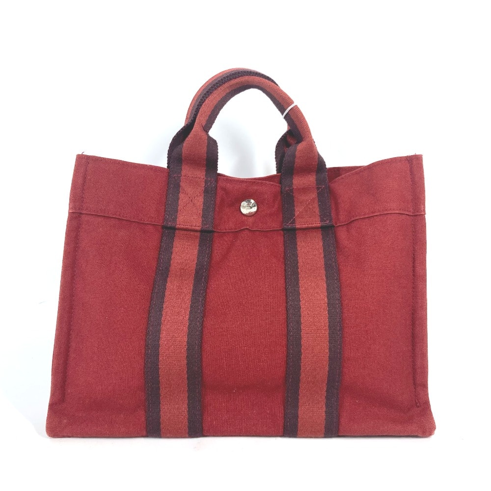 エルメス HERMES フールトゥPM カバン トートバッグ ハンドバッグ キャンバス レッド