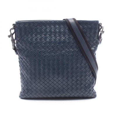 ボッテガヴェネタ BOTTEGA VENETA イントレチャート ショルダーバッグ バッグ レザー メンズ ネイビー系 【中古】
