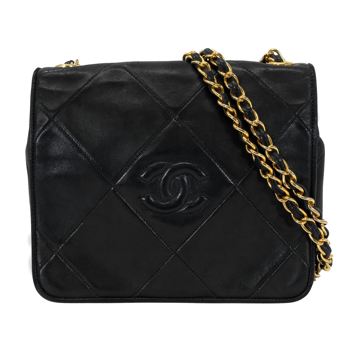 【渋谷並木橋店】CHANEL シャネル ショルダーバッグ ヴィンテージ チェーン マトラッセ ココマーク 黒 (ブラック) ラムスキン ゴールド金具 ABランク【中古】